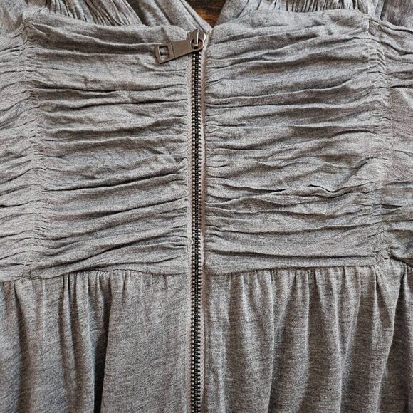 Burberry Jersey Dress XL 12 14 Tank Gray Ruched Smocked - Picture 8 of 10